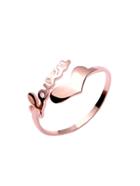 Romwe Rose Gold Plated Letter And Heart Open Ring