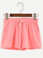Romwe Pink Marled Knit Drawstring Shorts