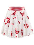 Romwe Red Striped Trim Embroidered A-line Skirt