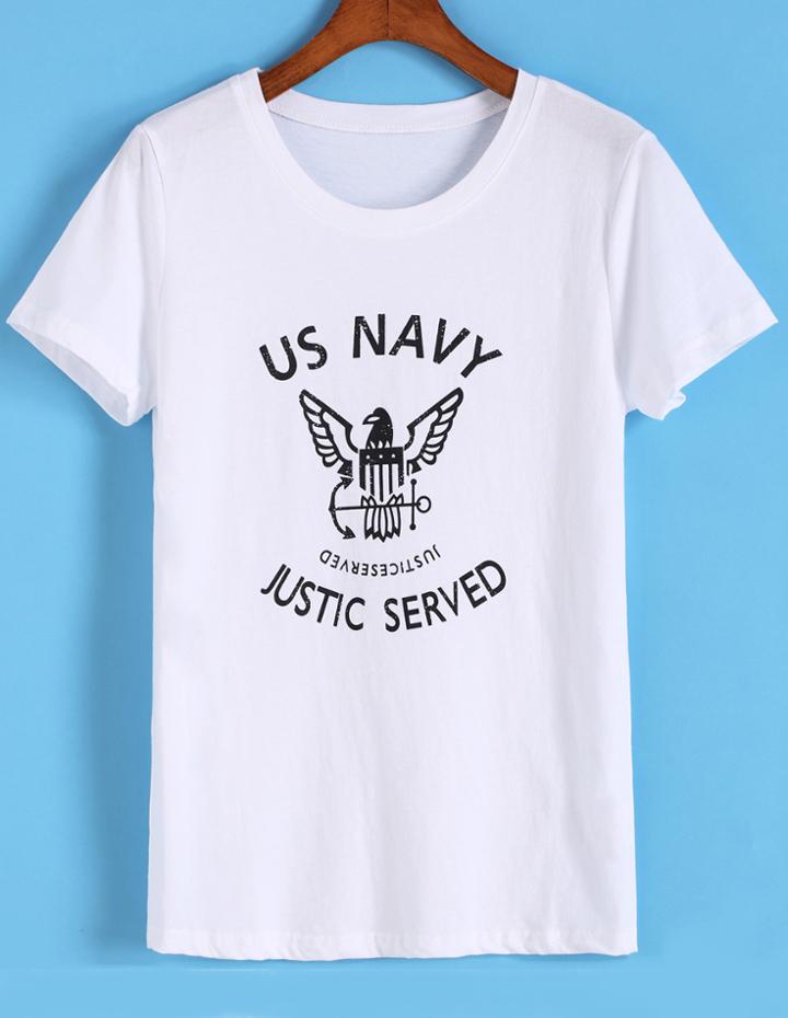 Romwe Eagle Letter Print T-shirt