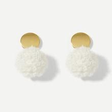 Romwe Fluffy Ball Design Drop Earrings