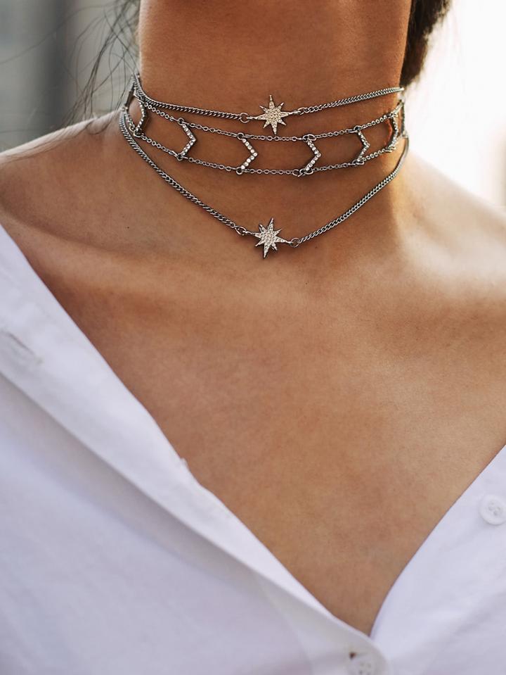 Romwe Sun God Design Layered Chain Choker