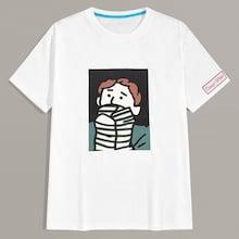 Romwe Guys Figure Print Patched Tee