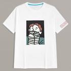 Romwe Guys Figure Print Patched Tee