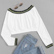 Romwe Contrast Trim Off The Shoulder Tee