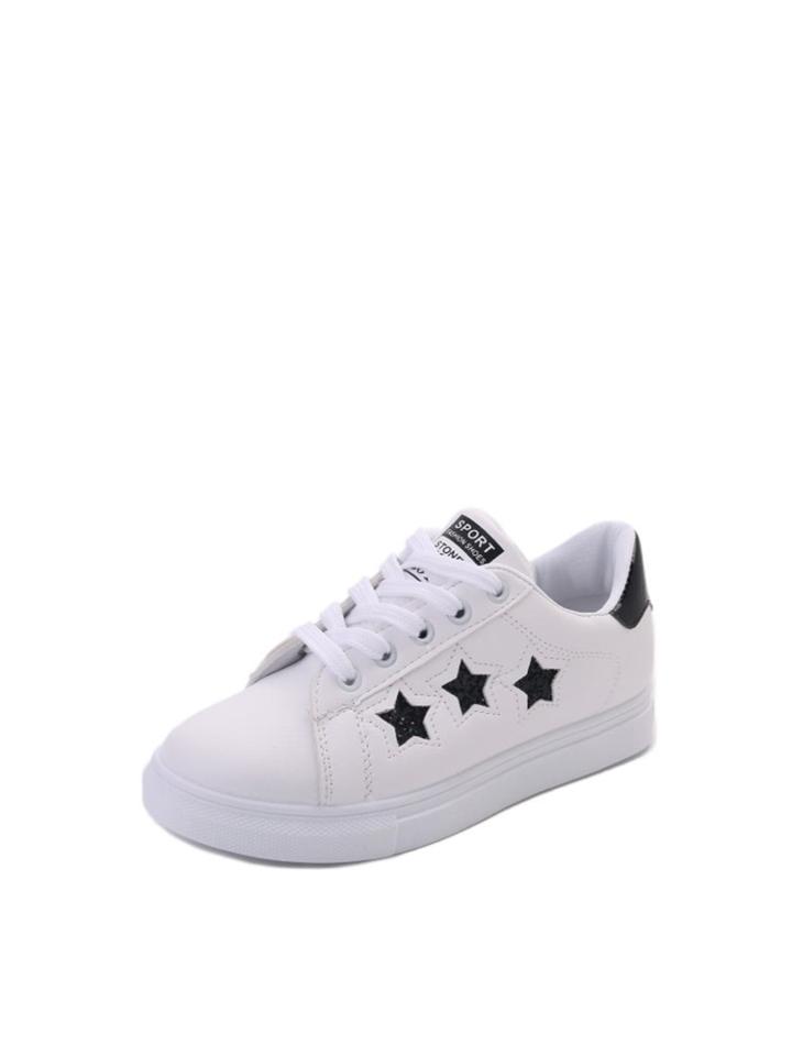 Romwe Glitter Star Lace Up Sneakers
