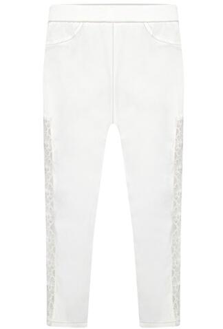 Romwe Lace Elastic Crop White Pant