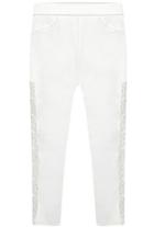 Romwe Lace Elastic Crop White Pant