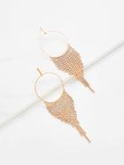 Romwe Chain Tassel Hoop Drop Earrings