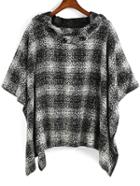 Romwe Batwing Plaid Crop Cape
