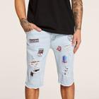 Romwe Guys Patched & Ripped Detail Denim Shorts