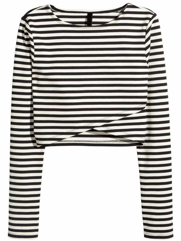 Romwe Long Sleeve Striped Wrap T-shirt