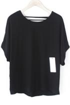 Romwe Hollow Loose Black T-shirt