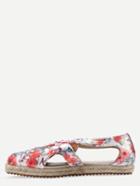 Romwe Red Lace Up Print Cut Out Flats