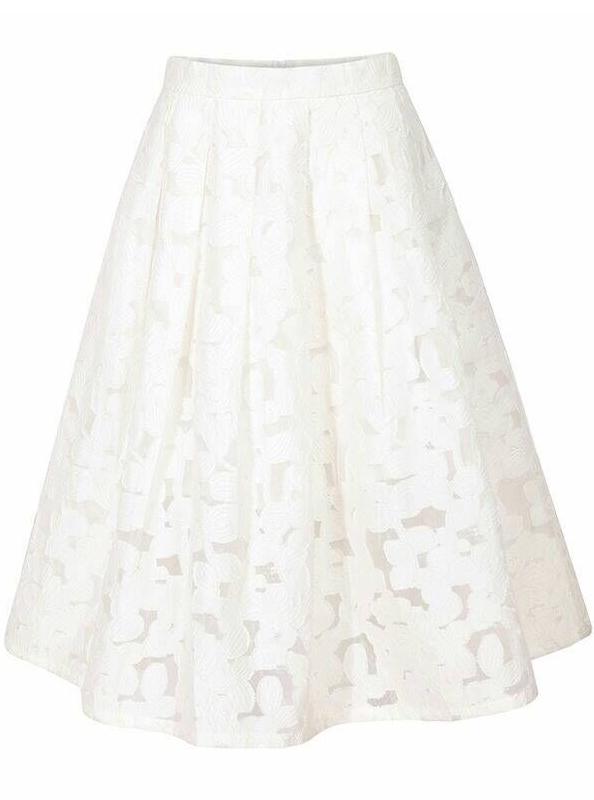 Romwe Lace Flare White Skirt