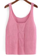 Romwe Cable Knit Pink Tank Top