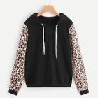 Romwe Contrast Leopard Print Hooded Sweatshirt