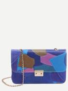 Romwe Patchwork Flap Bag With Chain Strap