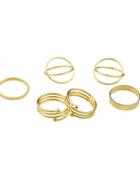Romwe New Design Gold Color Band Rings(6pcs One Set)