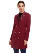 Romwe Burgundy Long Sleeve Lapel Dress