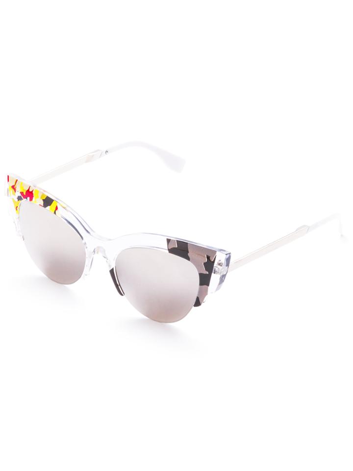 Romwe Cut Away Frame Cat Eye Sunglasses With Mercury Lens