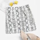 Romwe Snake Print Skinny Skirt