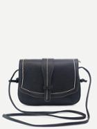 Romwe Black Faux Leather Saddle Bag