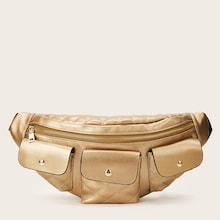 Romwe Metallic Quilted Bum Bag