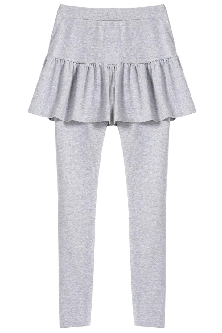 Romwe Flouncing Light Grey Skirt Legging
