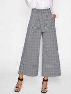 Romwe O-ring Belt Detail Plaid Palazzo Pants
