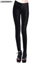 Romwe Romwe Classic Gold Soft Velvet Solid Black Leggings