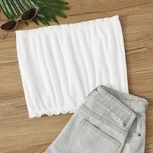 Romwe Ribbed Frill Tube Top