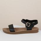 Romwe Buckled Ankle Strap Solid Band Sandals