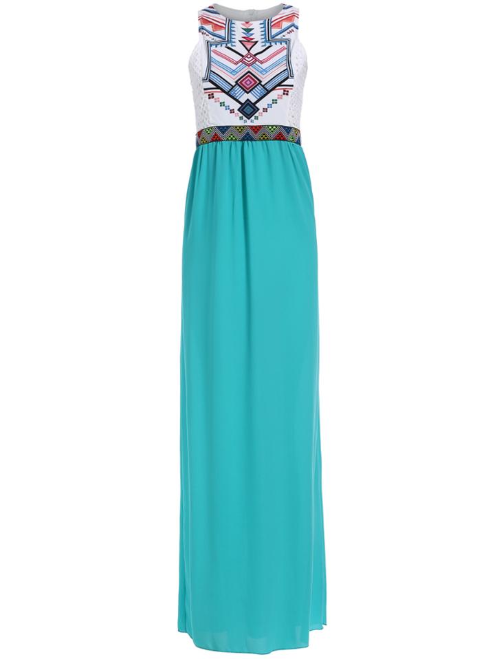 Romwe Tribal Print Chiffon Maxi Dress