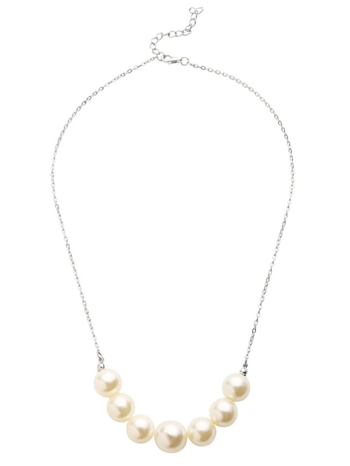 Romwe Silver Faux Pearl Statement Necklace
