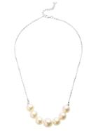 Romwe Silver Faux Pearl Statement Necklace
