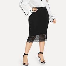 Romwe Plus Contrast Lace Skirt