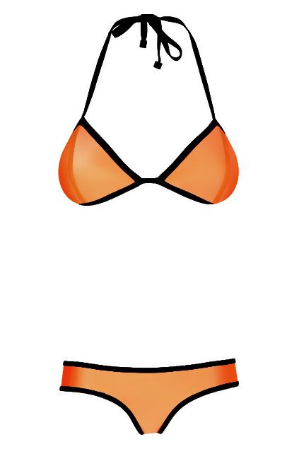 Romwe Romwe Halter Contrast Trimming Pink Orange Bikini