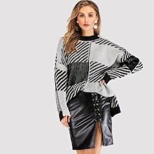 Romwe Split Side Striped Pattern Jumper