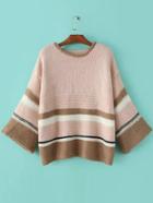Romwe Striped Color Block Loose Sweater