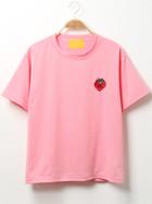 Romwe Strawberry Embroidered Pink T-shirt