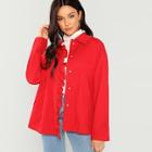 Romwe Pocket Patched Front Frill Jacket