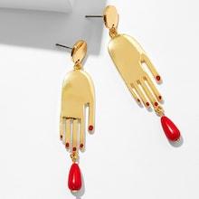Romwe Hand Shaped Drop Earrings 1pair