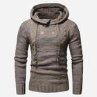 Romwe Men Cable Knit Hooded Jumper