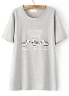 Romwe With Bead Zebra Print Grey T-shirt