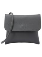 Romwe Embossed Snap Button Closure Flap Bag - Grey