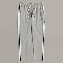 Romwe Guys Drawstring Waist Striped Tape Side Pants