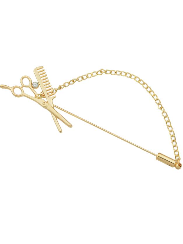 Romwe Gold Color Comb Shape Chain Brooches Pin