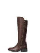 Romwe Brown Faux Leather Side Zipper Knee High Boots