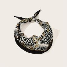 Romwe Greek & Chain Print Triangle Skinny Scarf